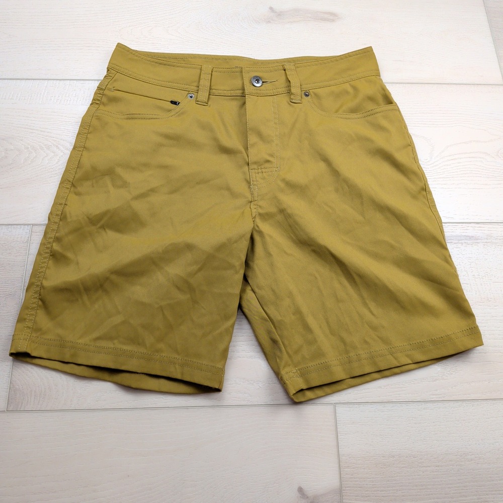 Prana Stretch Zion Shorts Mens 30 Dark Mustard Yellow Nylon Stretch Outdoor 8"